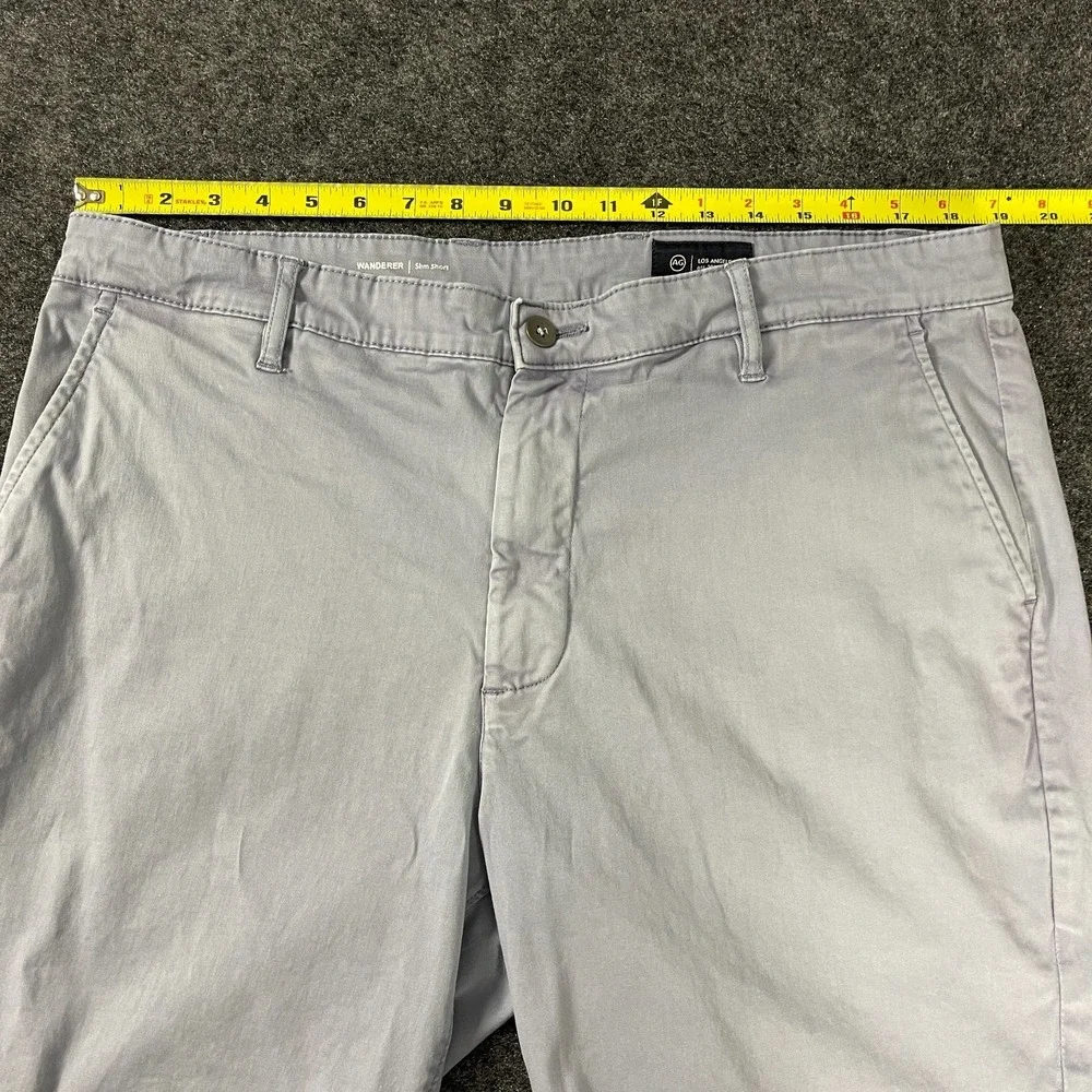 AG Wanderer Slim Shorts Mens 38 Gray Stretch Chino Casual Flat Front